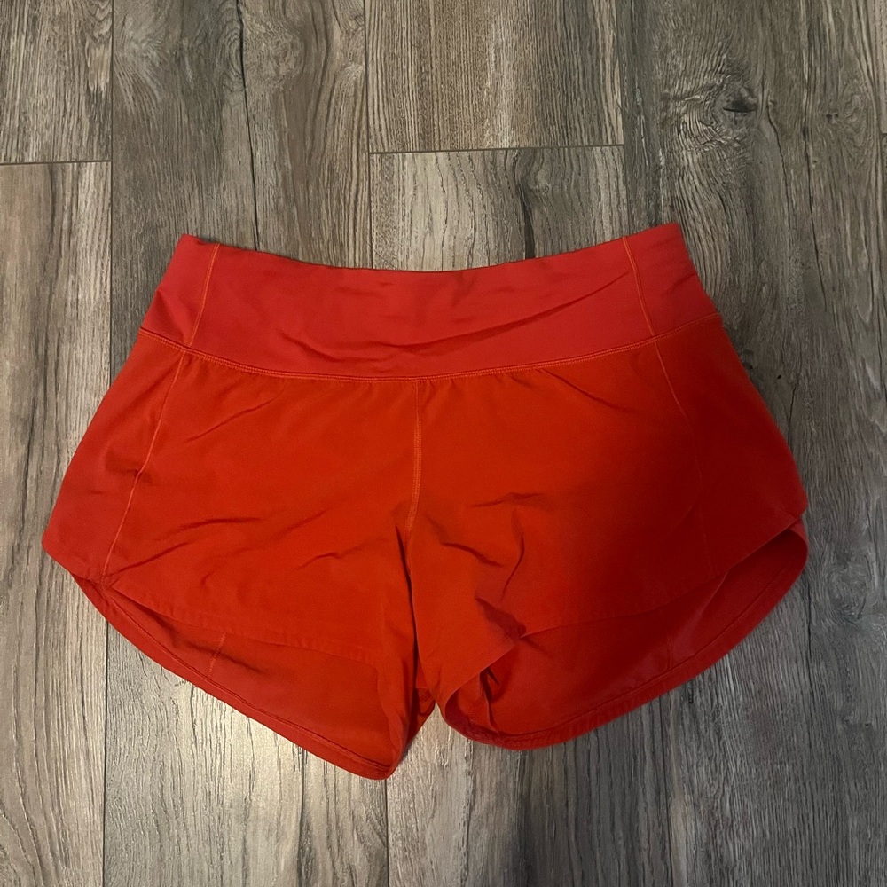 Red Lululemon Speed Up Shorts